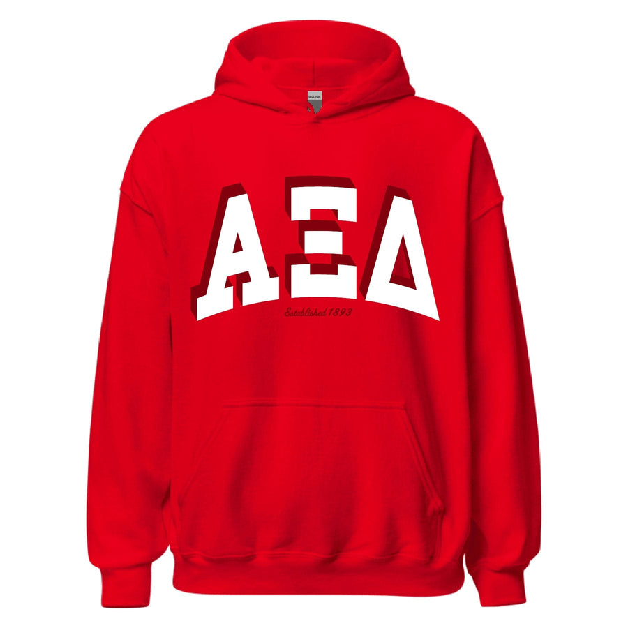 Ali & Ariel Red Greek Hoodie Alpha Xi Delta / Medium