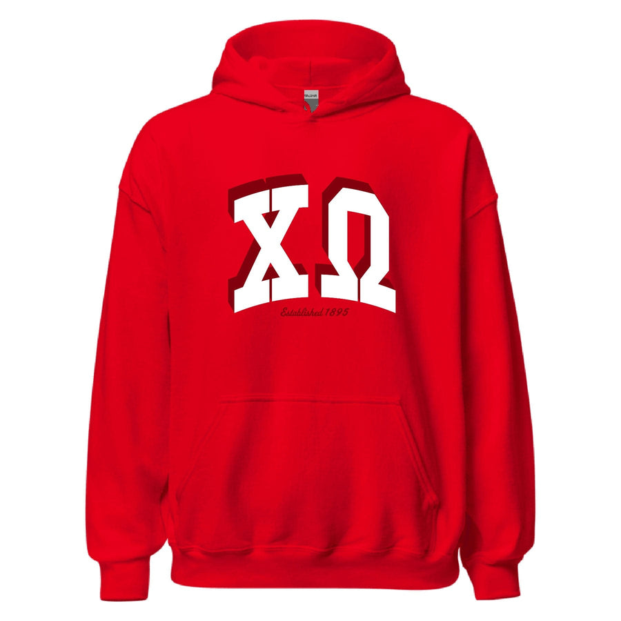 Ali & Ariel Red Greek Hoodie Chi Omega / Medium