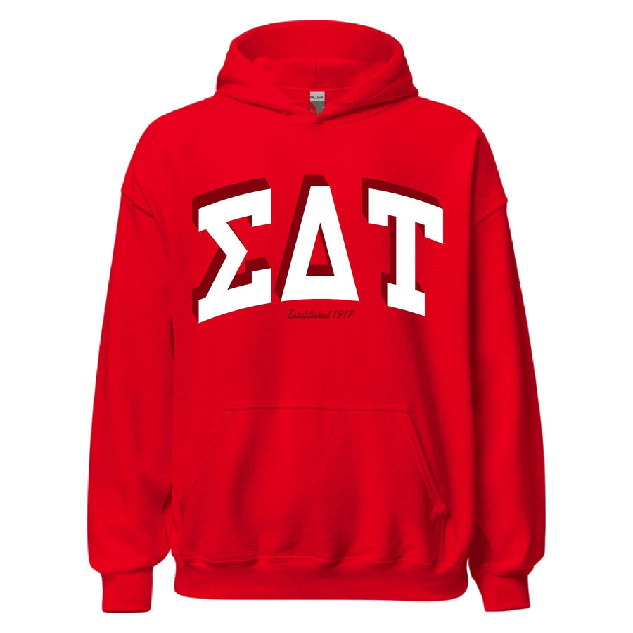 Ali & Ariel Red Greek Hoodie Sigma Delta Tau / Medium