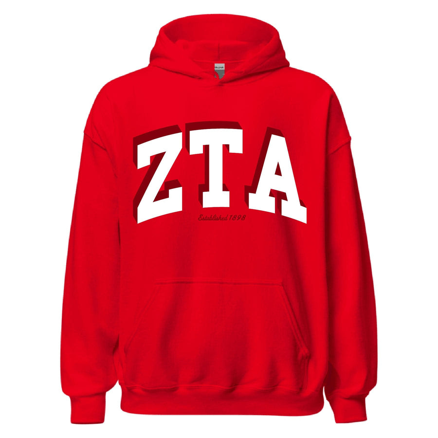 Ali & Ariel Red Greek Hoodie Zeta Tau Alpha / Medium