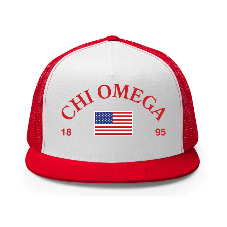 Ali & Ariel Red, White, & You Trucker Hat Chi Omega