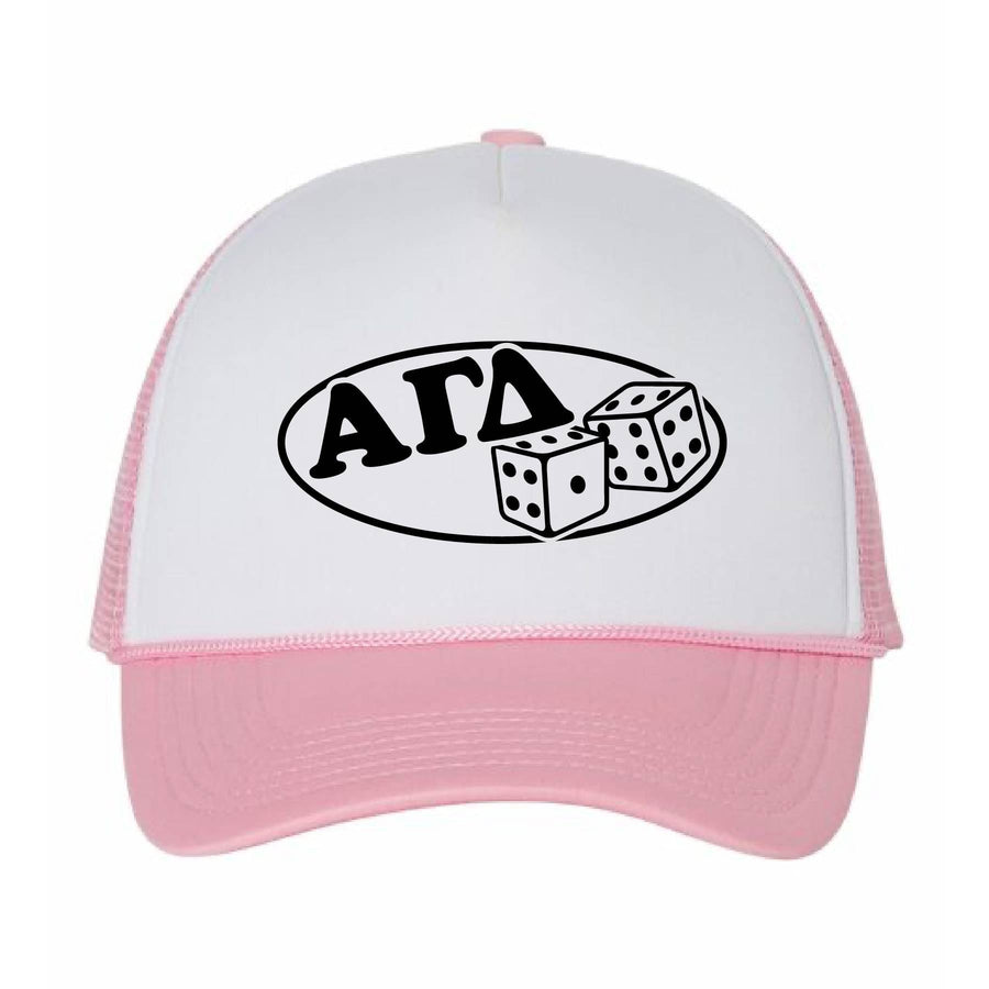 Ali & Ariel Roll the Dice Trucker Hat Alpha Gamma Delta