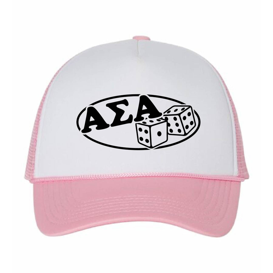 Ali & Ariel Roll the Dice Trucker Hat Alpha Sigma Alpha