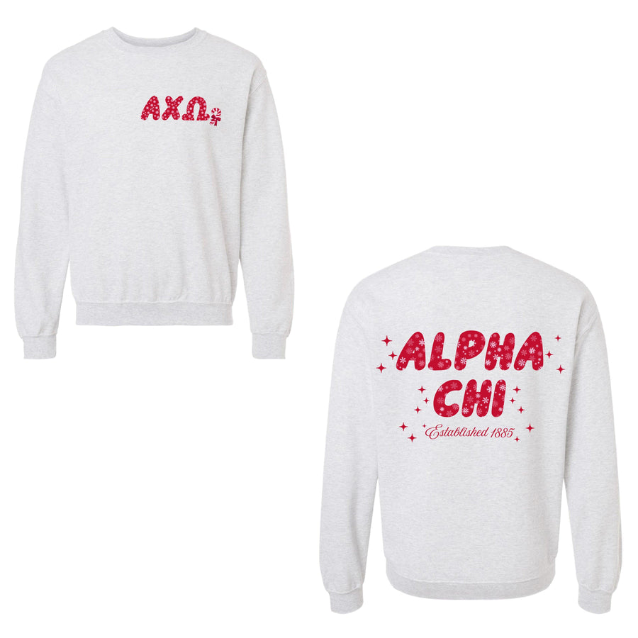 Ali & Ariel Snowflake Crewneck Alpha Chi Omega / Medium