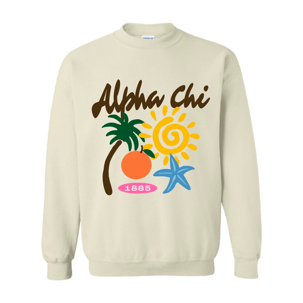Ali & Ariel St. Barth Crewneck Alpha Chi Omega / Medium
