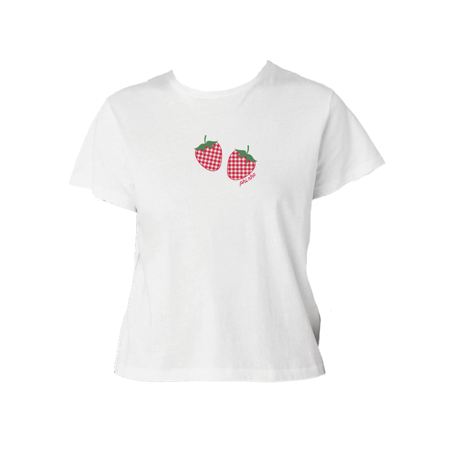 Ali & Ariel Strawberry Baby Tee Gamma Phi Beta / Small