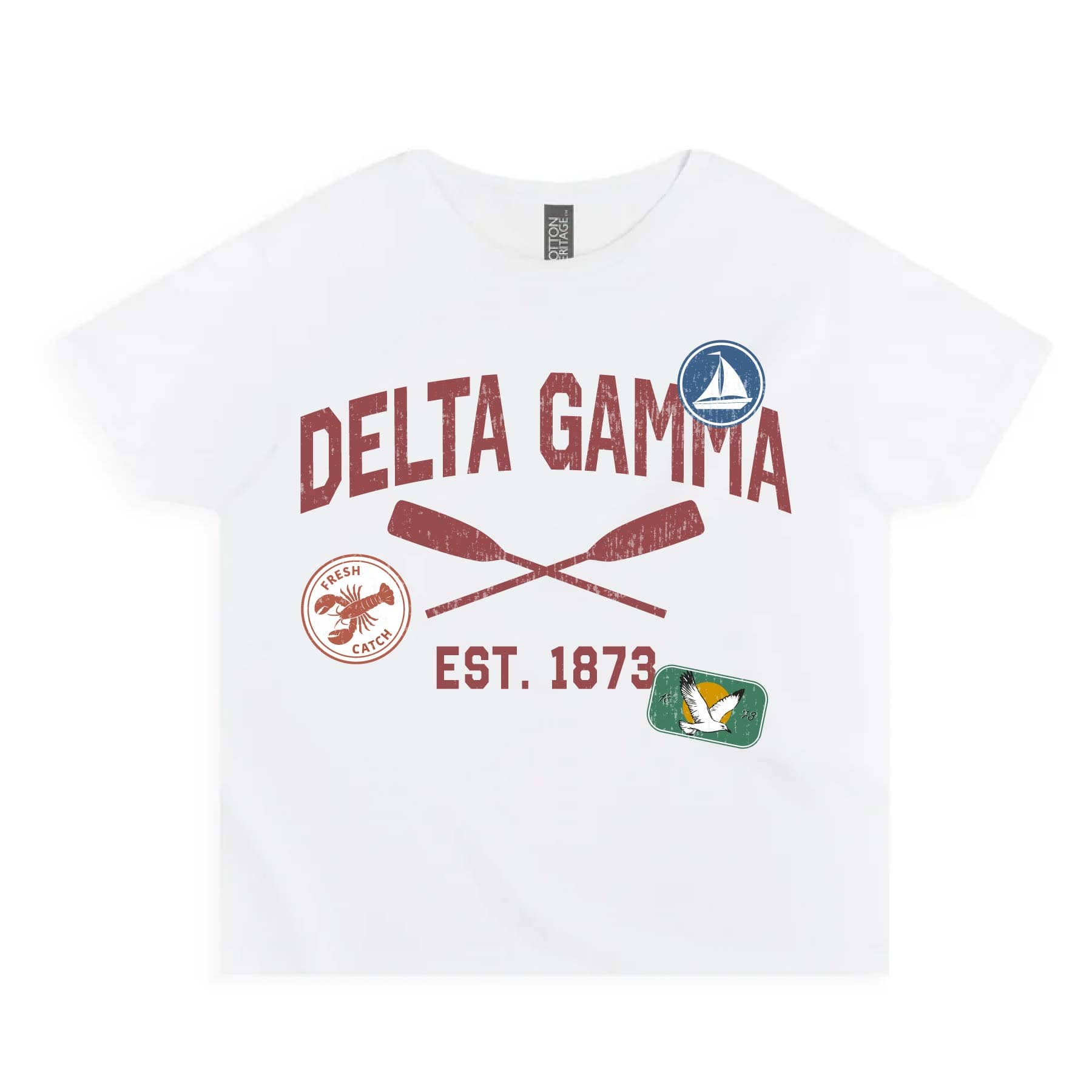 Ali & Ariel Summer Camp Baby Tee Delta Gamma / Small