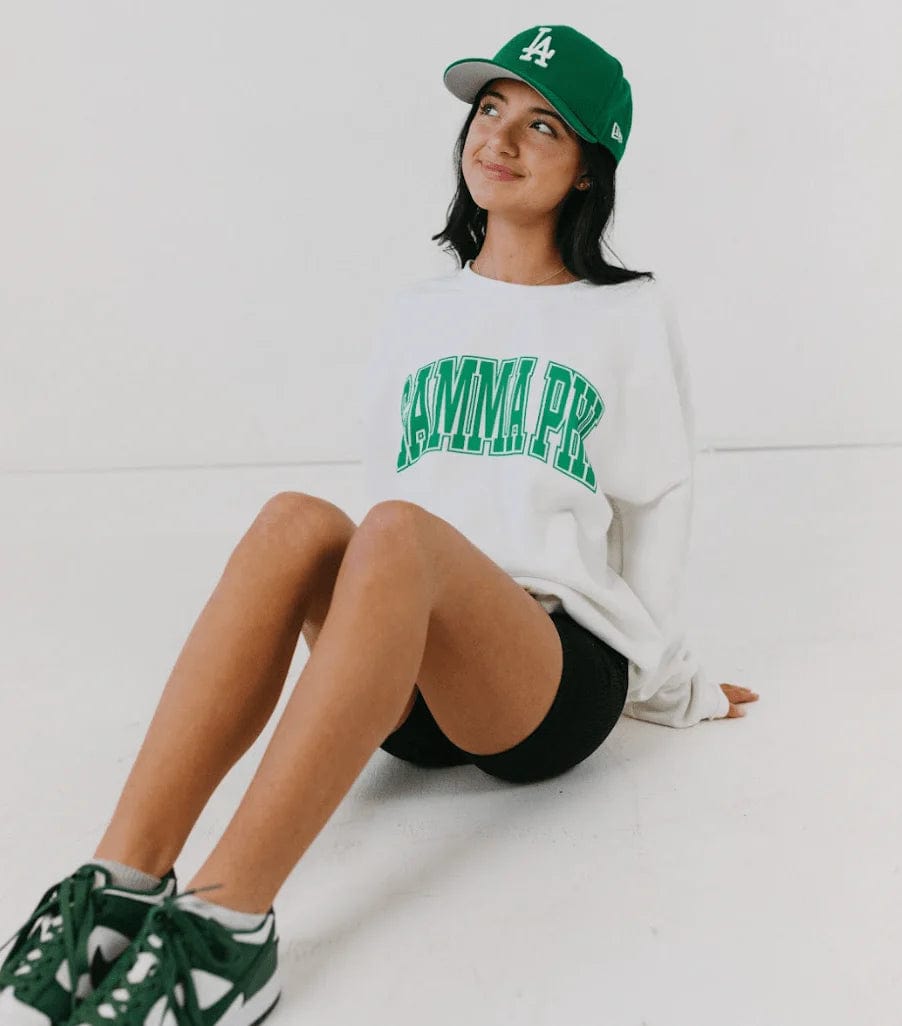 Ali & Ariel White Collegiate Crewneck