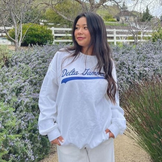 Ali & Ariel White Major League Crewneck
