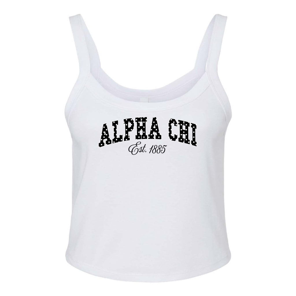 Ali & Ariel White Poka Dot Tank Top Alpha Chi Omega / XS