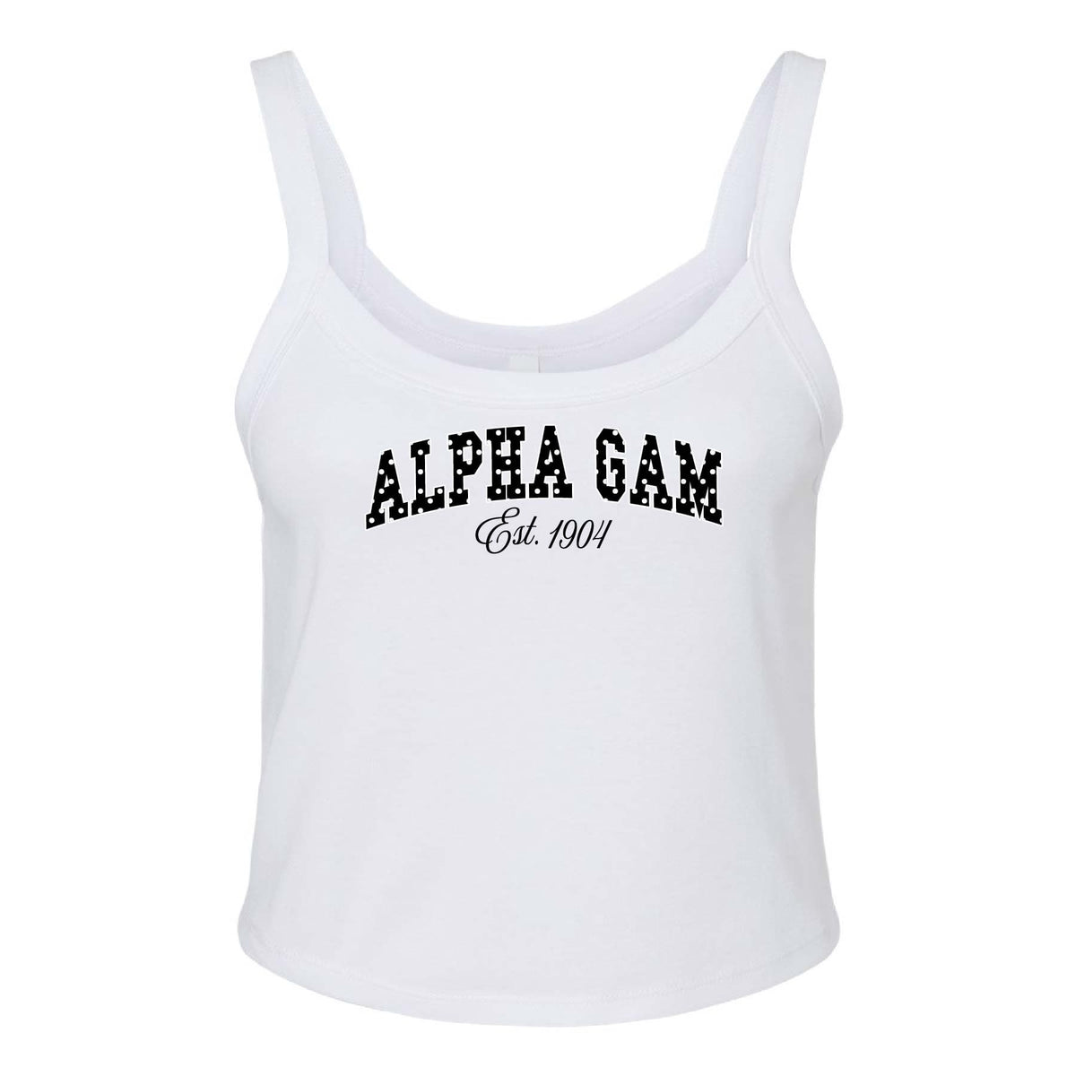 Ali & Ariel White Poka Dot Tank Top Alpha Gamma Delta / XS