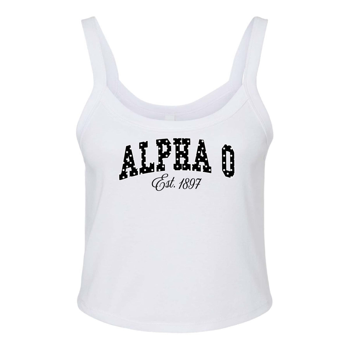 Ali & Ariel White Poka Dot Tank Top Alpha Omicron Pi / XS