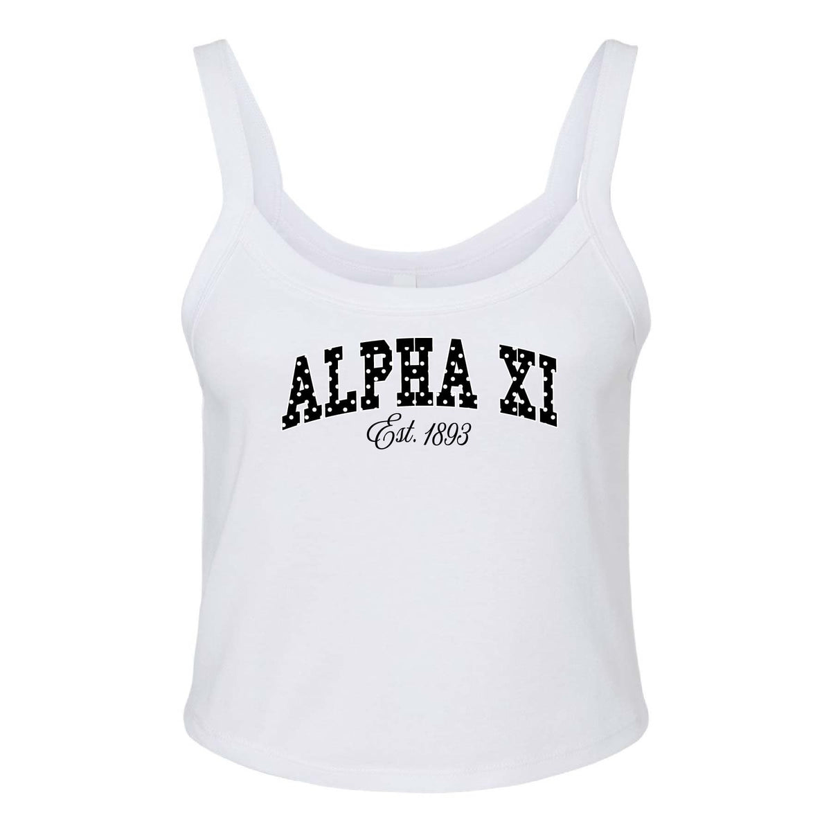 Ali & Ariel White Poka Dot Tank Top Alpha Xi Delta / XS