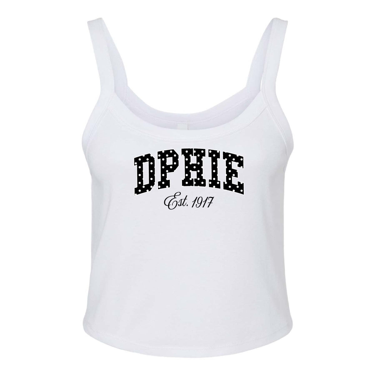 Ali & Ariel White Poka Dot Tank Top Delta Phi Epsilon / XS