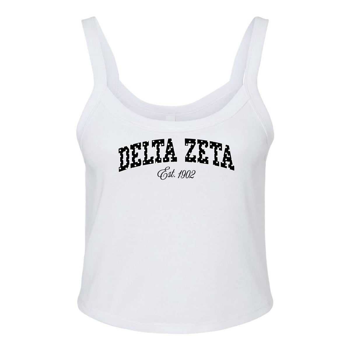 Ali & Ariel White Poka Dot Tank Top Delta Zeta / XS