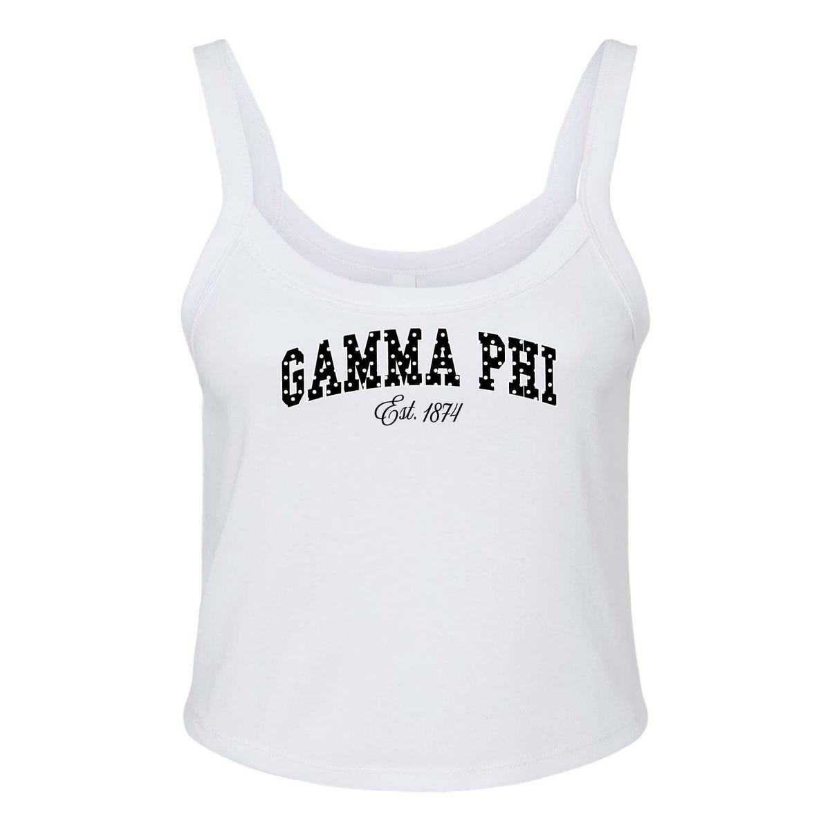 Ali & Ariel White Poka Dot Tank Top Gamma Phi Beta / XS