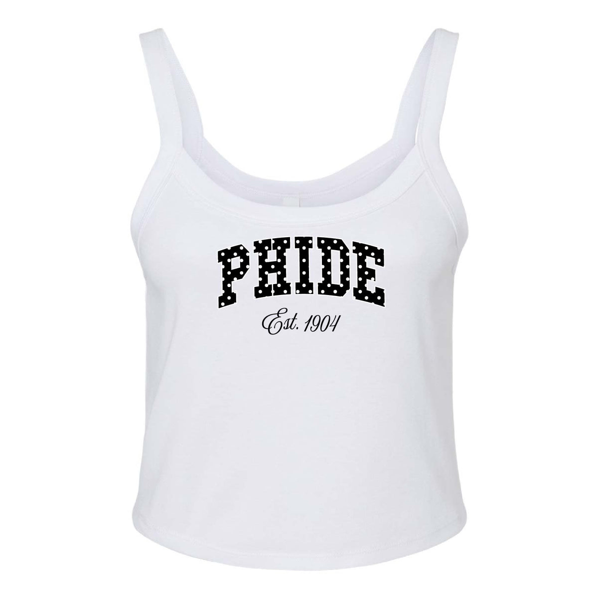 Ali & Ariel White Poka Dot Tank Top Phi Delta Epsilon / XS