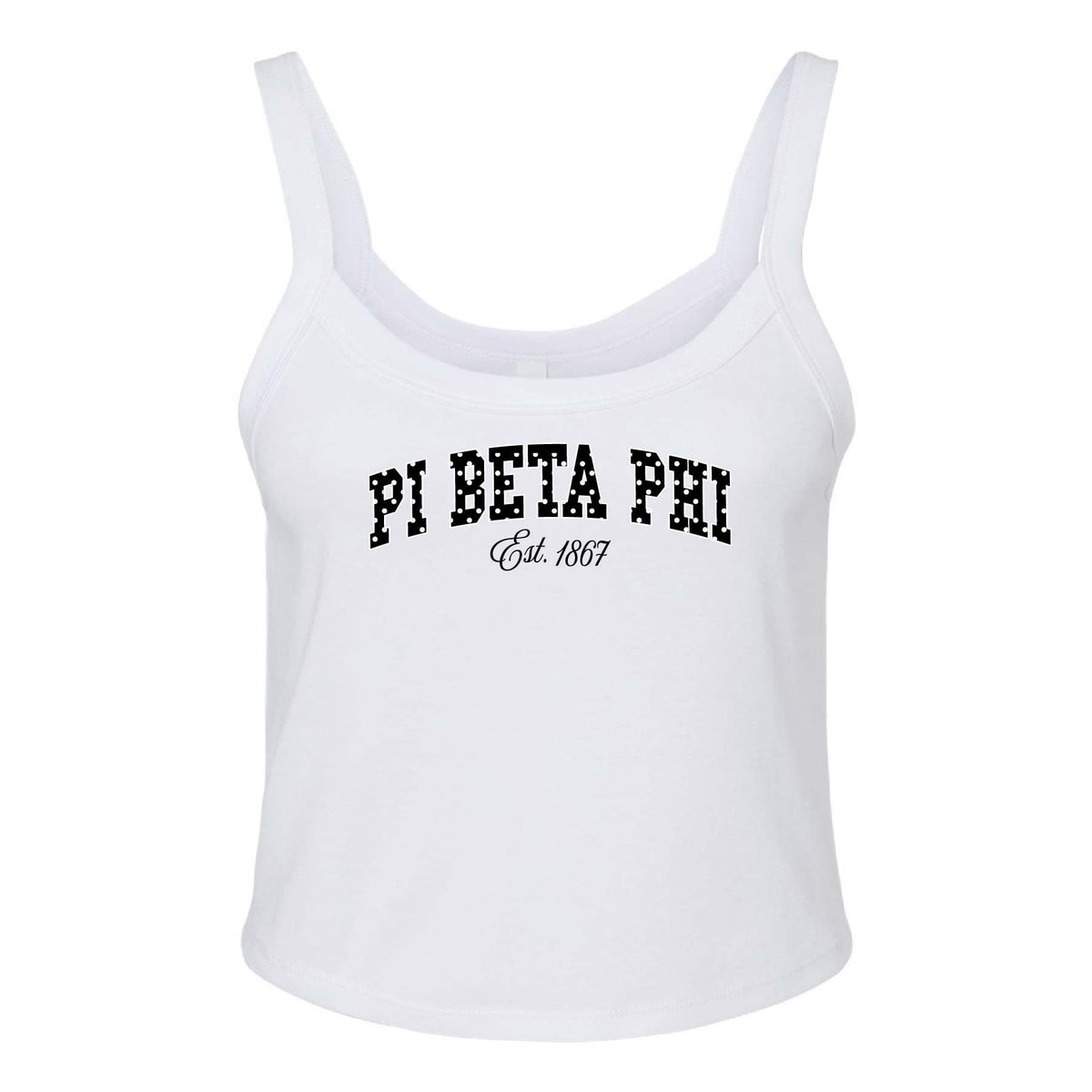 Ali & Ariel White Poka Dot Tank Top Pi Beta Phi / XS