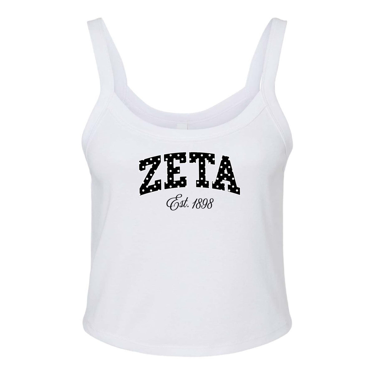 Ali & Ariel White Poka Dot Tank Top Zeta Tau Alpha / XS