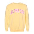 Ali & Ariel Yellow Collegiate Crewneck Alpha Chi Omega / Medium
