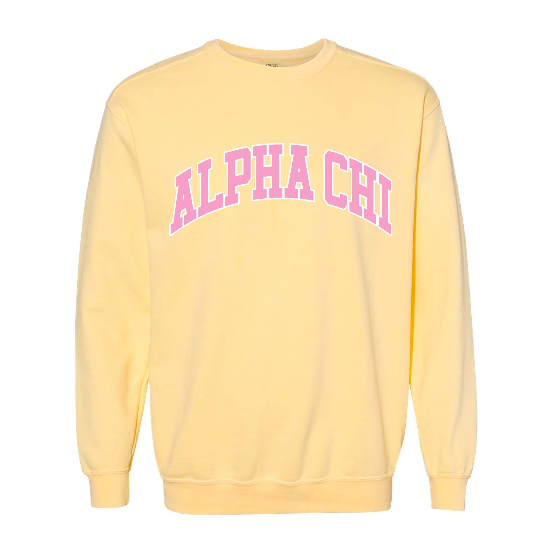 Ali & Ariel Yellow Collegiate Crewneck Alpha Chi Omega / Medium