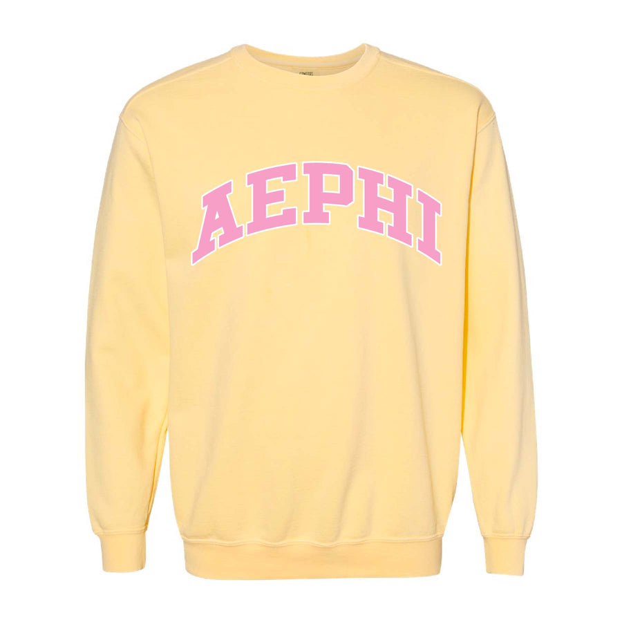 Ali & Ariel Yellow Collegiate Crewneck Alpha Epsilon Phi / Medium