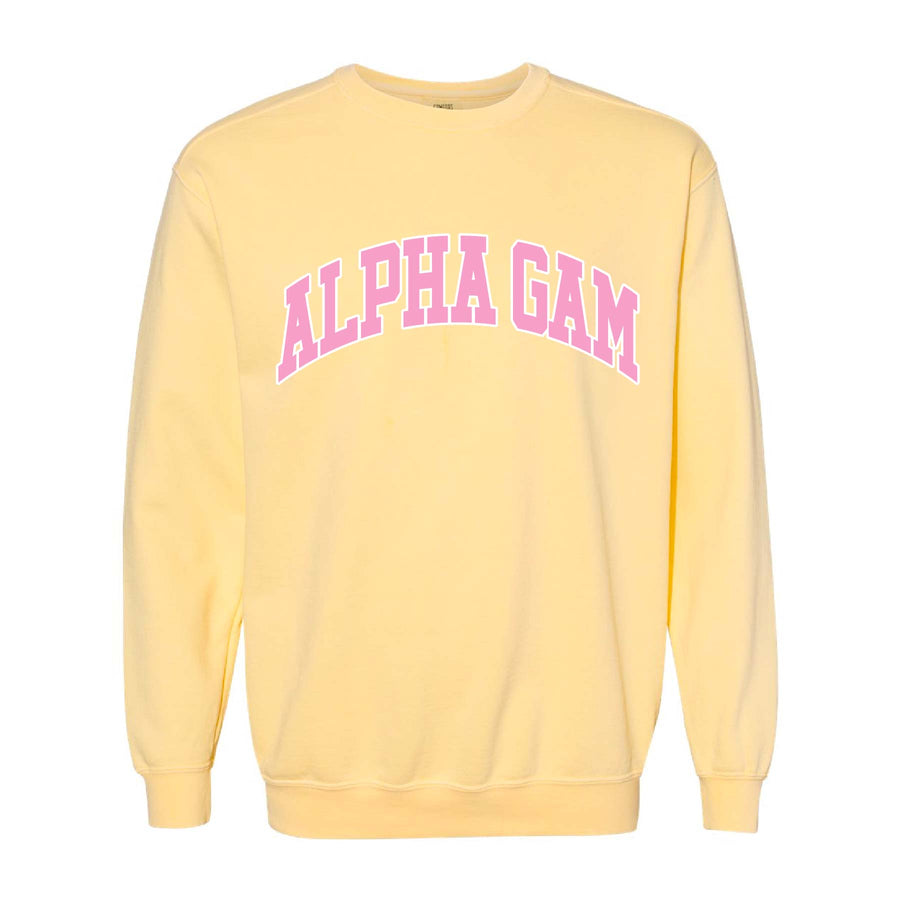 Ali & Ariel Yellow Collegiate Crewneck Alpha Gamma Delta / Medium