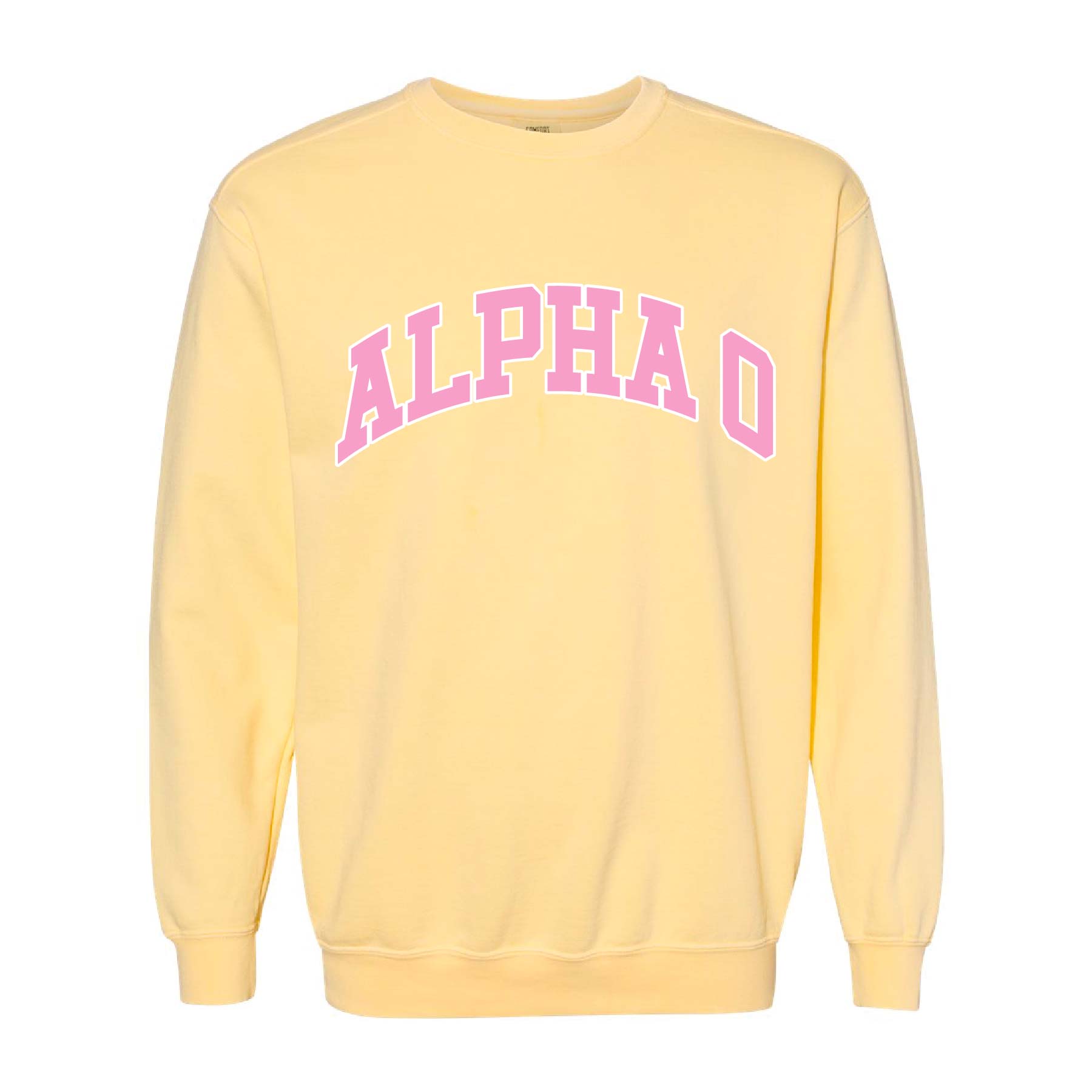 Ali & Ariel Yellow Collegiate Crewneck Alpha Omicron Pi / Medium
