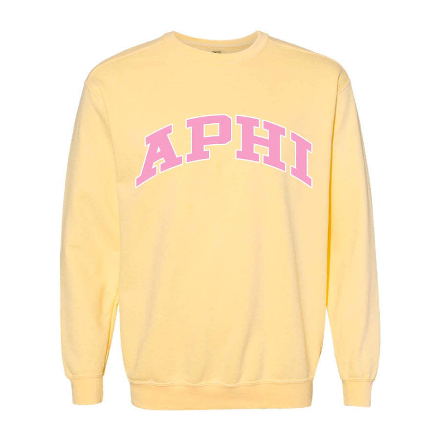 Ali & Ariel Yellow Collegiate Crewneck Alpha Phi / Medium