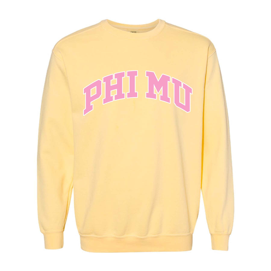 Ali & Ariel Yellow Collegiate Crewneck Phi Mu / Medium