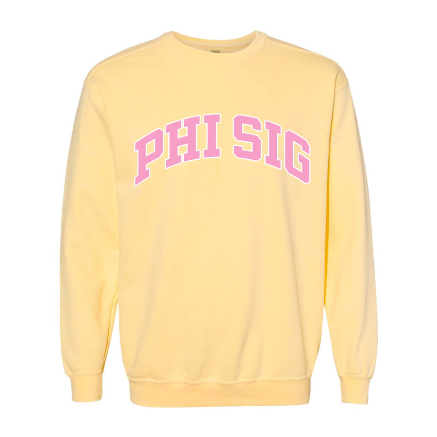 Ali & Ariel Yellow Collegiate Crewneck Phi Sigma Sigma / Medium