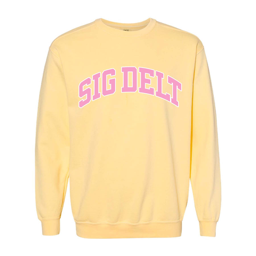 Ali & Ariel Yellow Collegiate Crewneck Sigma Delta Tau / Medium
