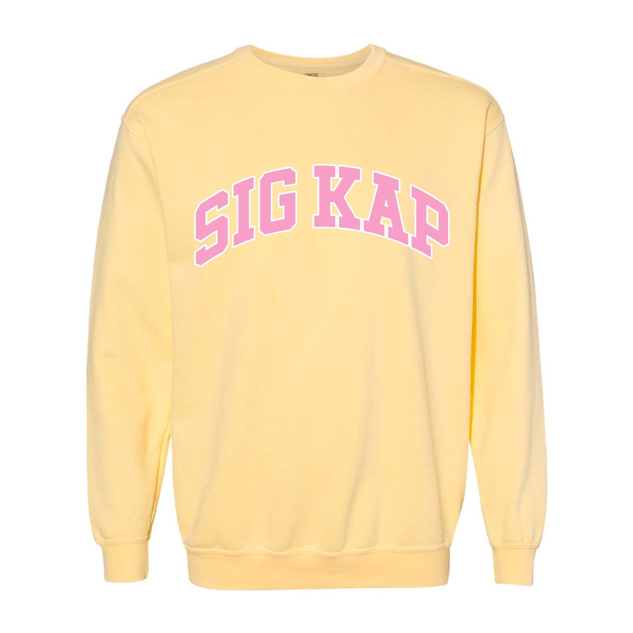 Ali & Ariel Yellow Collegiate Crewneck Sigma Kappa / Medium