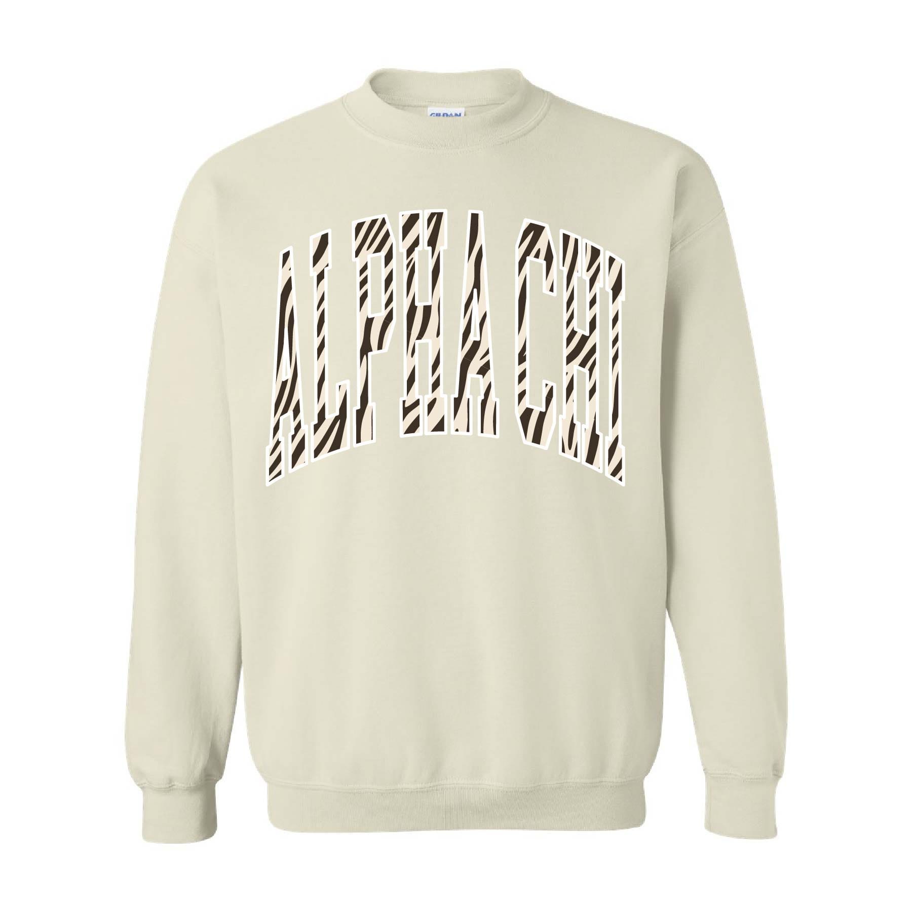 Ali & Ariel Zebra Crewneck Alpha Chi Omega / Medium