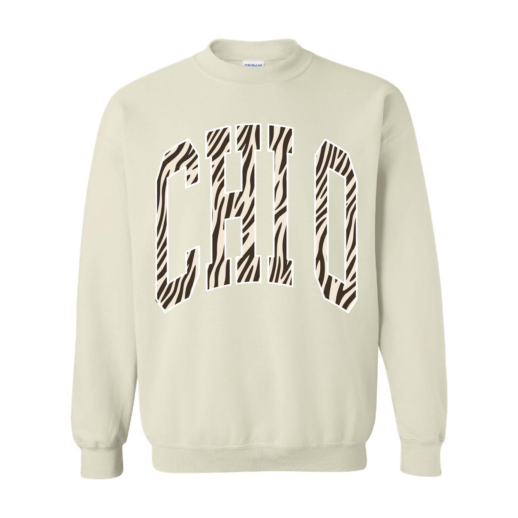Ali & Ariel Zebra Crewneck Chi Omega / Medium