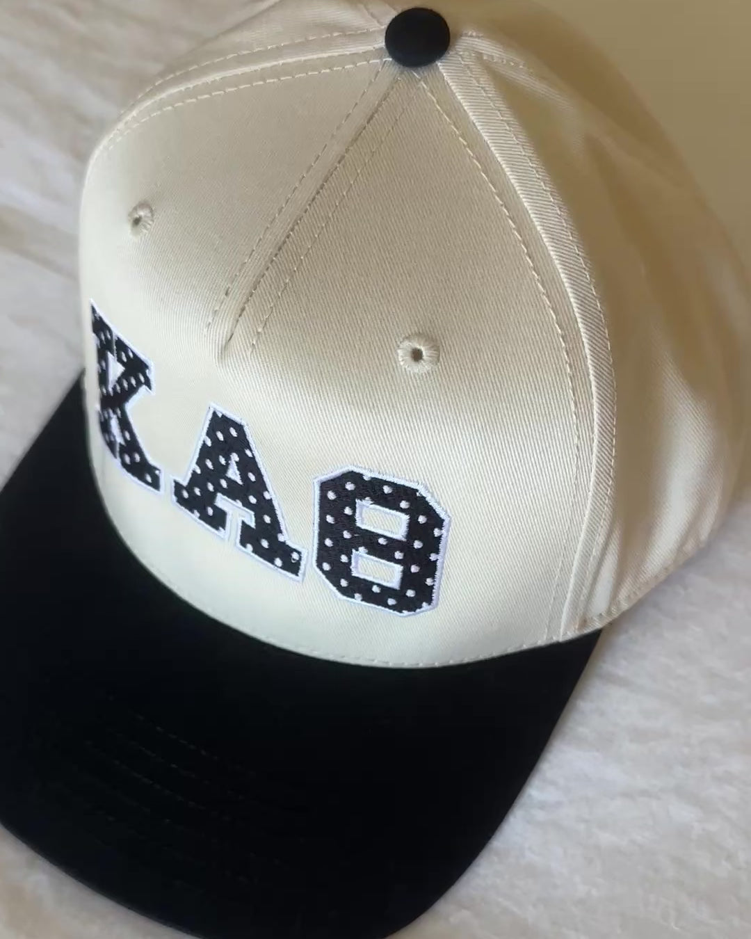 Black Polka Dot Embroidered Snapback Hat