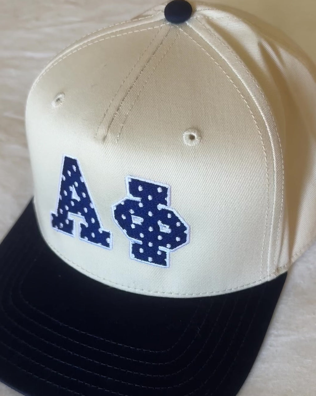 Navy Polka Dot Embroidered Trucker Hat