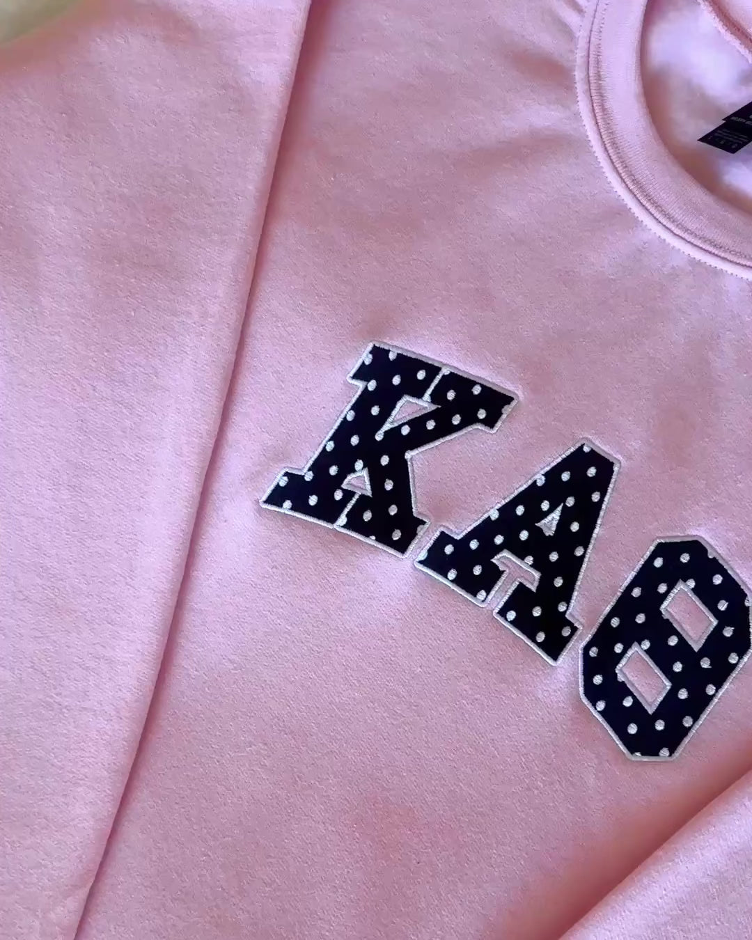 Pink Polka Dot Embroidered Crewneck