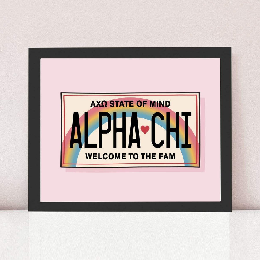 Ali & Ariel Aloha State Of Mind Pink Art Print Alpha Chi Omega / Black Frame