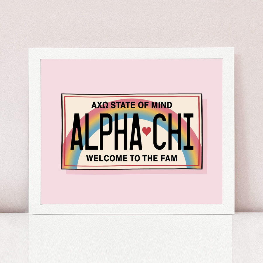 Ali & Ariel Aloha State Of Mind Pink Art Print Alpha Chi Omega / White Frame