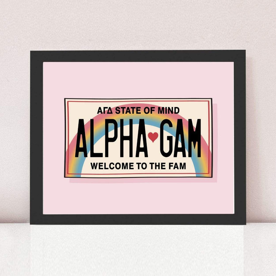 Ali & Ariel Aloha State Of Mind Pink Art Print Alpha Gamma Delta / Black Frame