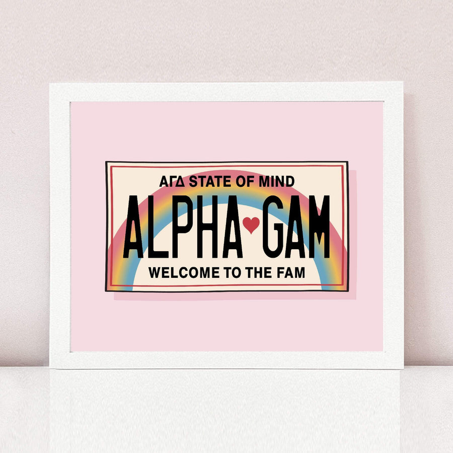 Ali & Ariel Aloha State Of Mind Pink Art Print Alpha Gamma Delta / White Frame