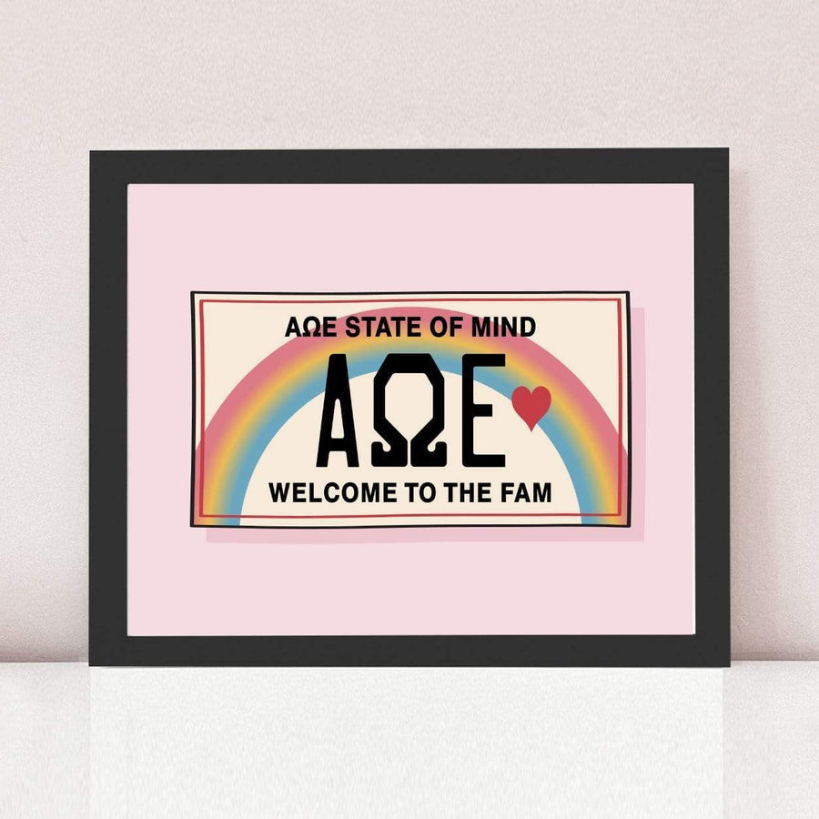Ali & Ariel Aloha State Of Mind Pink Art Print Alpha Omega Epsilon / Black Frame