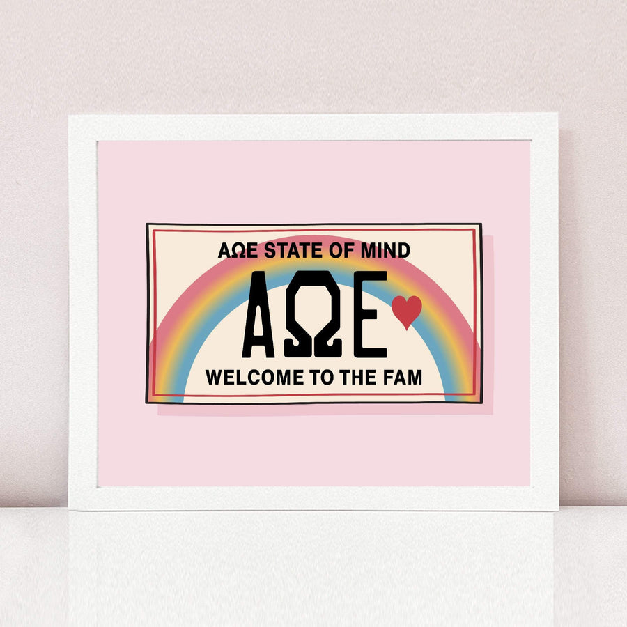 Ali & Ariel Aloha State Of Mind Pink Art Print Alpha Omega Epsilon / White Frame