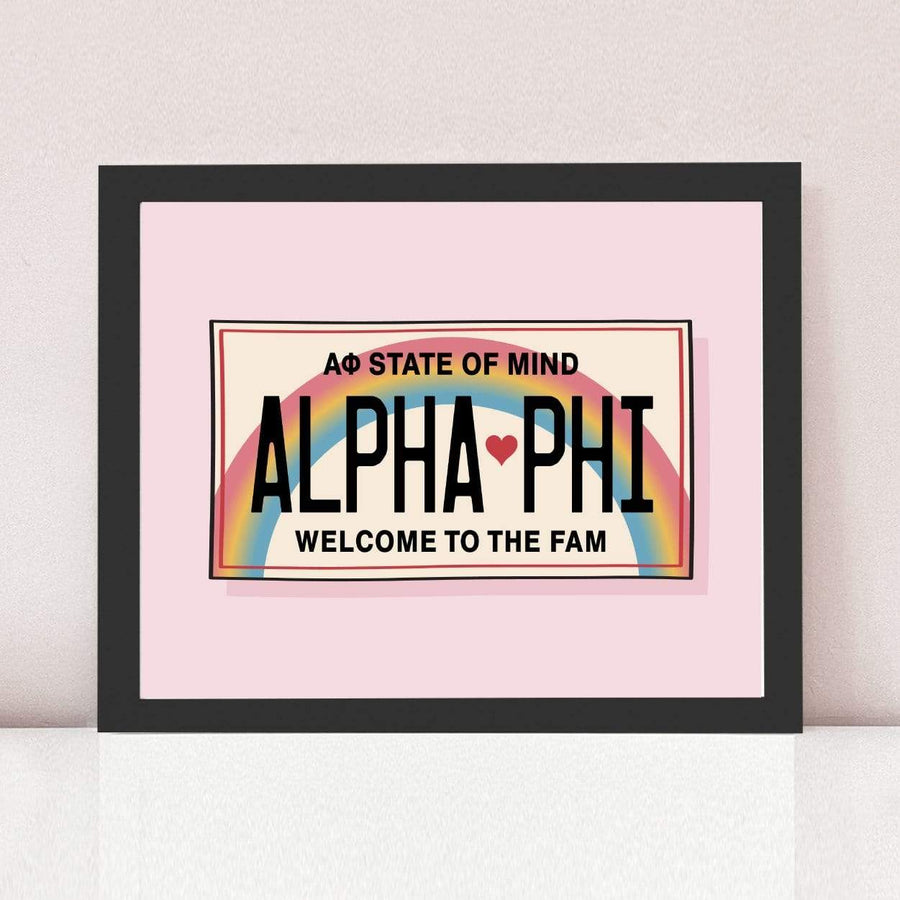 Ali & Ariel Aloha State Of Mind Pink Art Print Alpha Phi / Black Frame