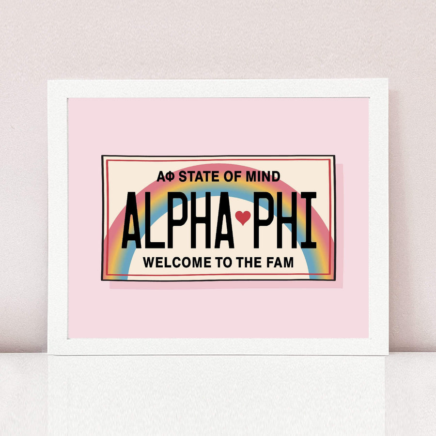 Ali & Ariel Aloha State Of Mind Pink Art Print Alpha Phi / White Frame