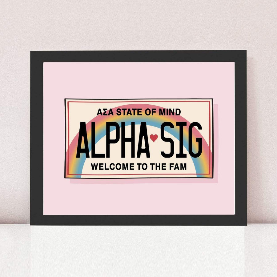 Ali & Ariel Aloha State Of Mind Pink Art Print Alpha Sigma Alpha / Black Frame