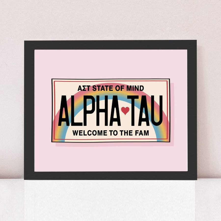 Ali & Ariel Aloha State Of Mind Pink Art Print Alpha Sigma Tau / Black Frame