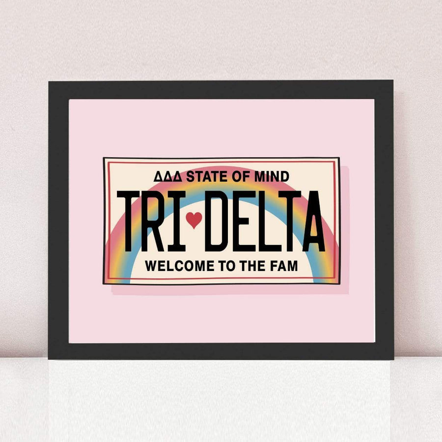 Ali & Ariel Aloha State Of Mind Pink Art Print Delta Delta Delta / Black Frame