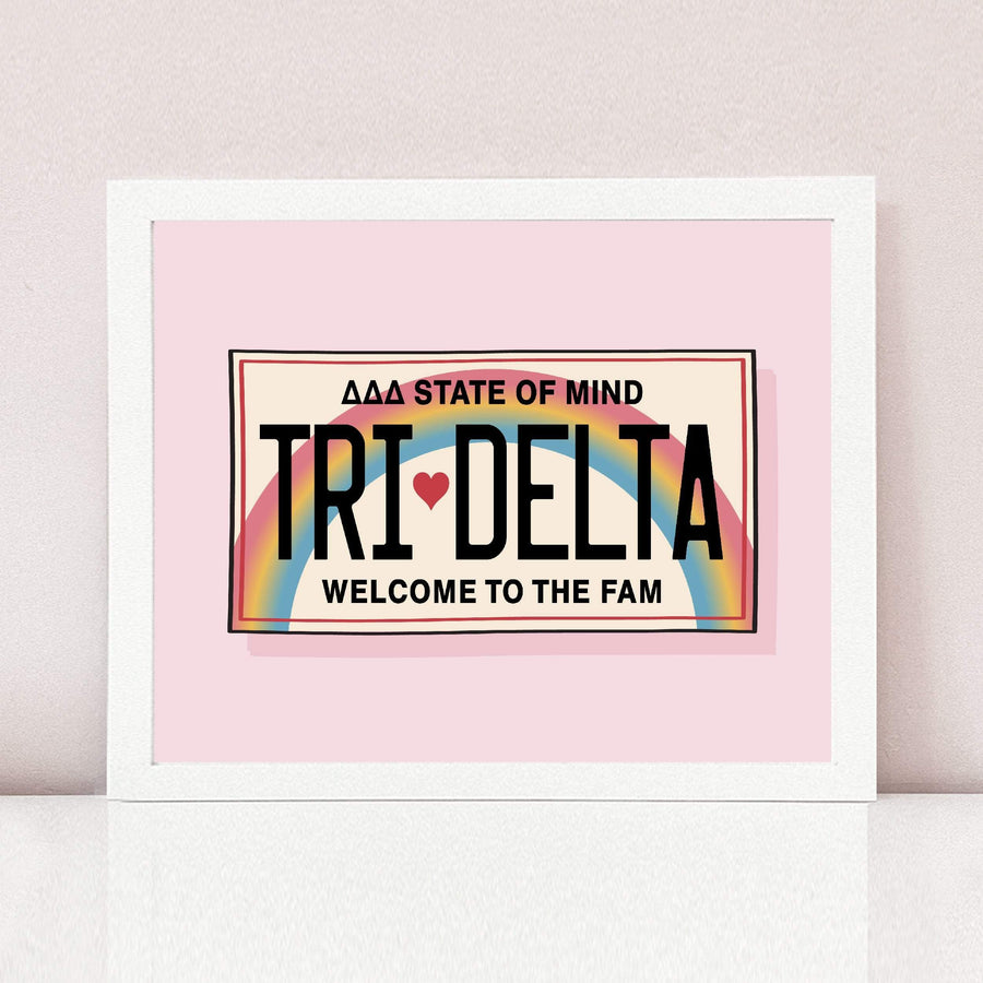 Ali & Ariel Aloha State Of Mind Pink Art Print Delta Delta Delta / White Frame